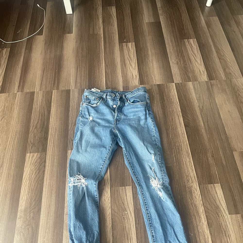 Levi's Men's Light Blue Ripped Slim Jeans